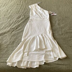 White formal one shoulder dress